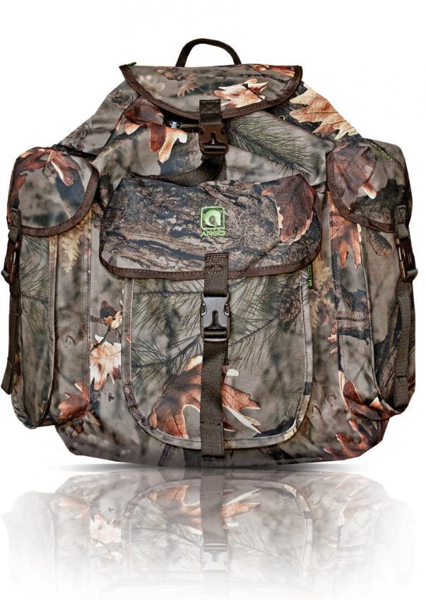 Der ARGO® Jagdrucksack Tarnung von Hillman ist ein Camouflage-Rucksack aus leichtem Dura-tex-Gewebe. Er verfügt über mehrere Taschen, einen Frontverschluss, ein Outdoor-Blatt- und Zweigmuster, einen grünen Logo-Aufnäher auf der oberen Taschenklappe und eine wasserdichte Polyurethan-Beschichtung für Langlebigkeit.